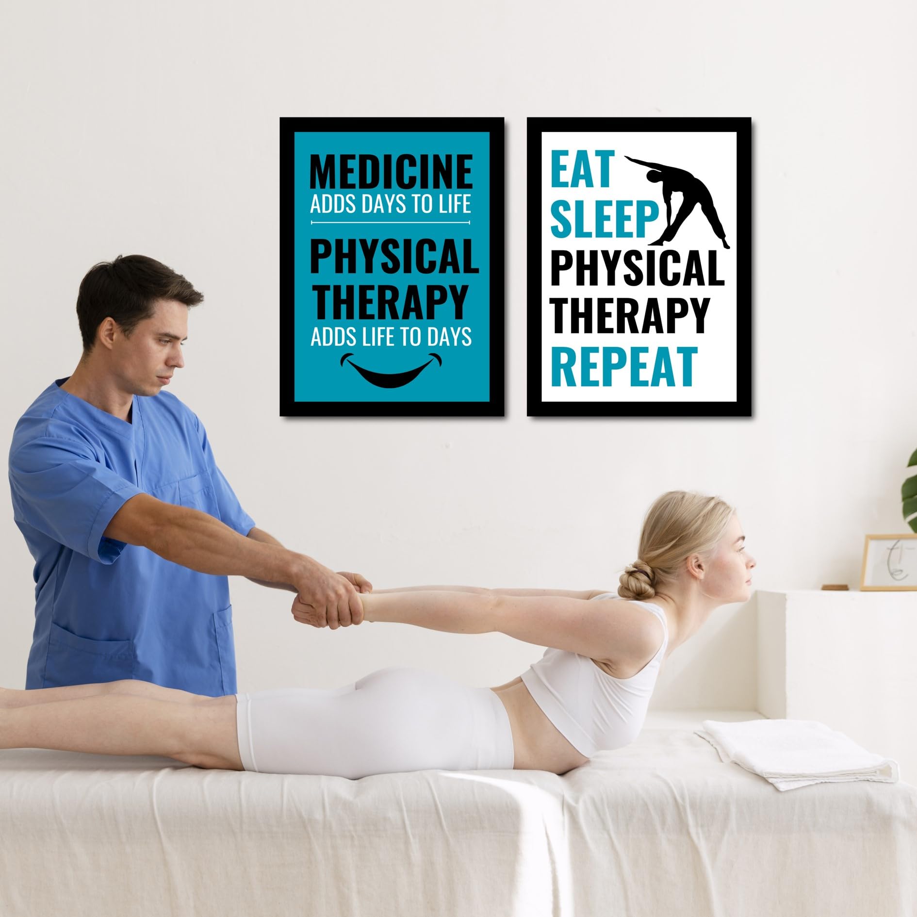 JABSY Wood Physiotheraphy Clinic Hospital Motivational Framed Poster | Best for Physiotherapist Doctor Gift (A4 Size) (Pack of 02) 3