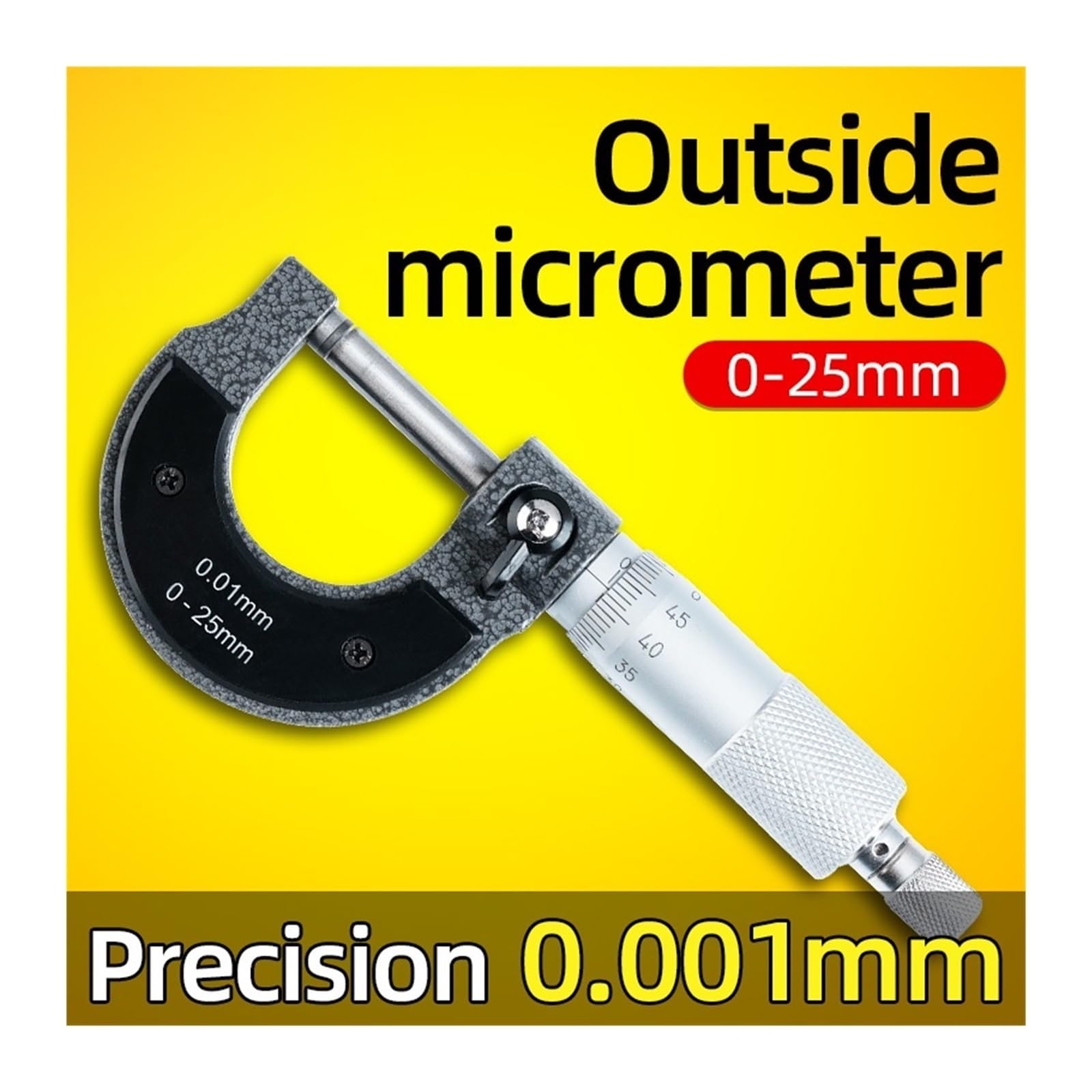 Juego de micrómetros, Micrómetro de precisión 0 a 25 mm, calibre métrico exterior,001, herramienta medición micrométrica, micrómetro externo, calibradores micrométricos para bricolaje/hogar(25-50mm)