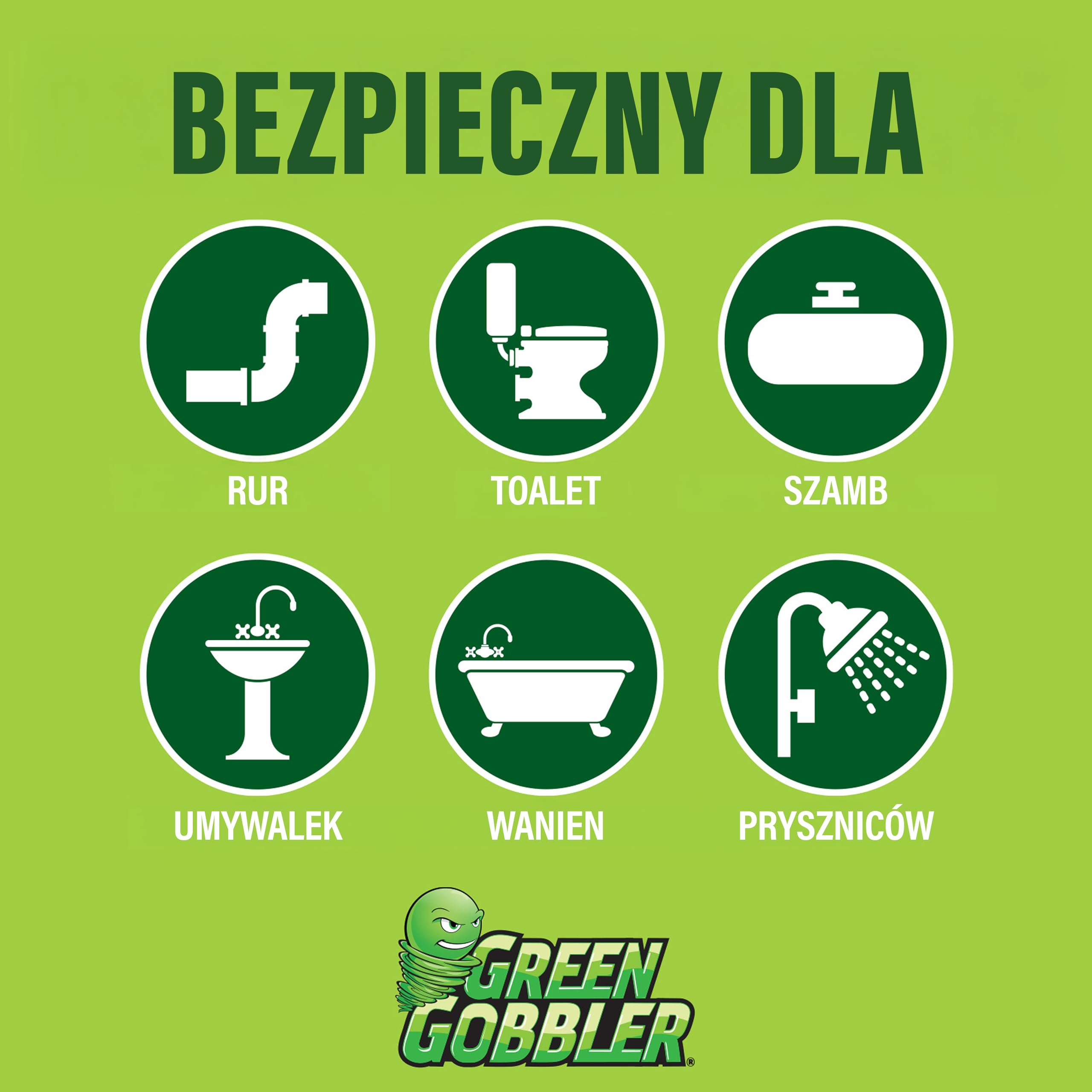 Green Gobbler Main Line Drain Opener 3,8 L Środek do Udrożniania Toalet