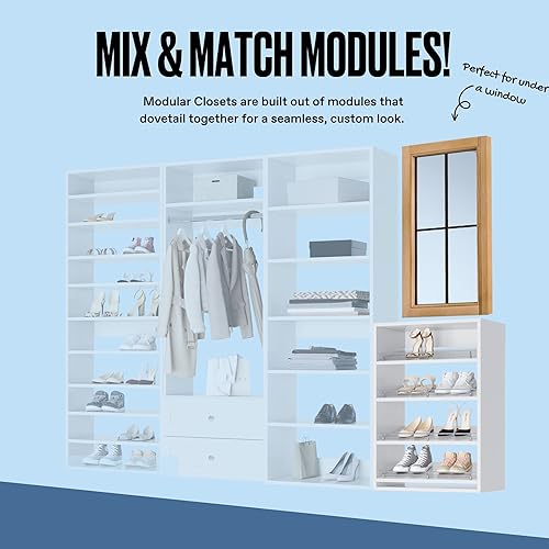 Miniatura 4 de Estantes cortos para armario, sistema modular de armario con estantes para zapatos (4), sistema de armario esquinero, organizadores de armario y