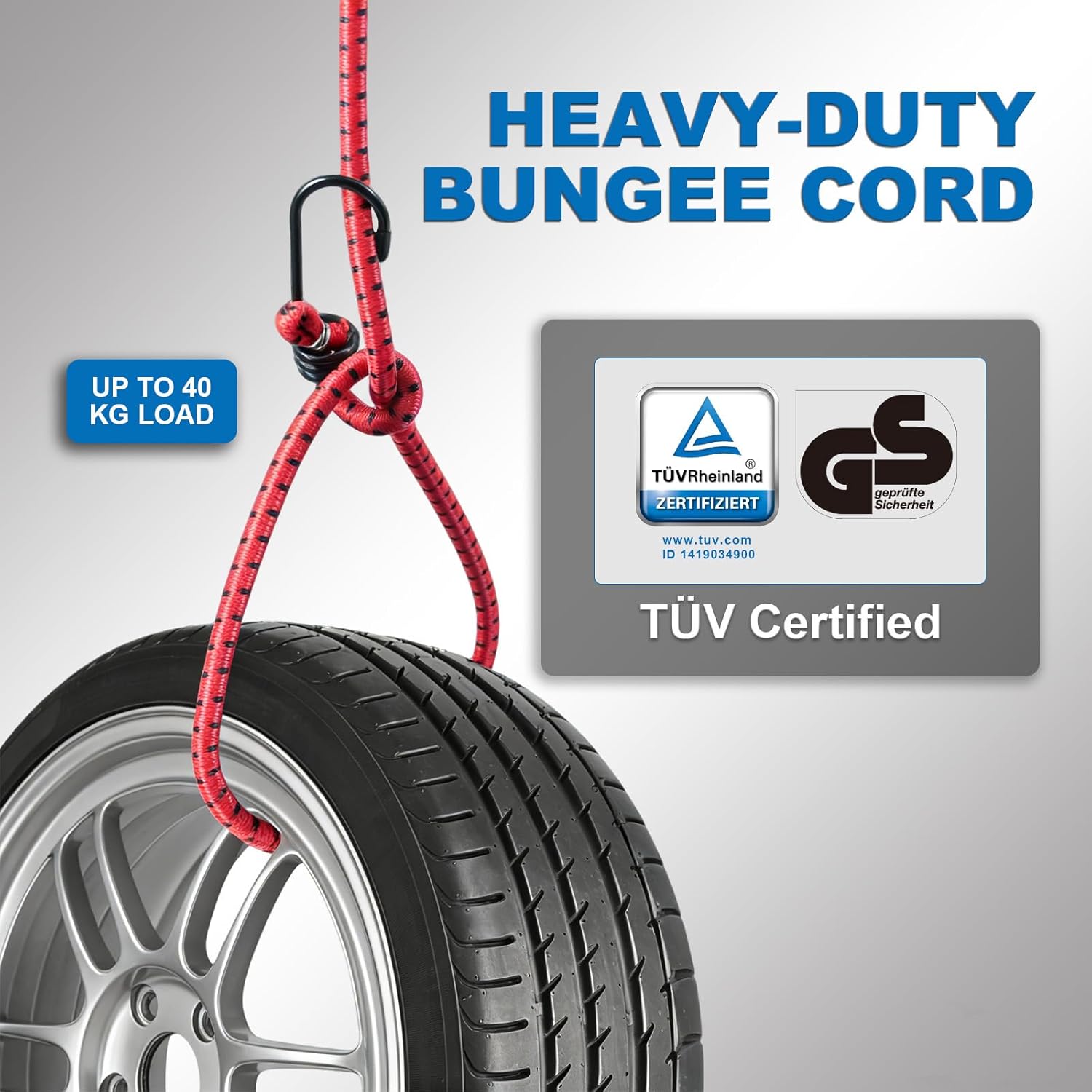BULLITT 12PCS Bungee Cords with Hooks(2 * 16"+2 * 24"+2 * 32"+2 * 40"+4*Tarpaulin Bungees Balls) Multi-Purpose Weatherproof & UV-Resistant Elastic Bungee Straps for Camping,Securing Luggage, Tents
