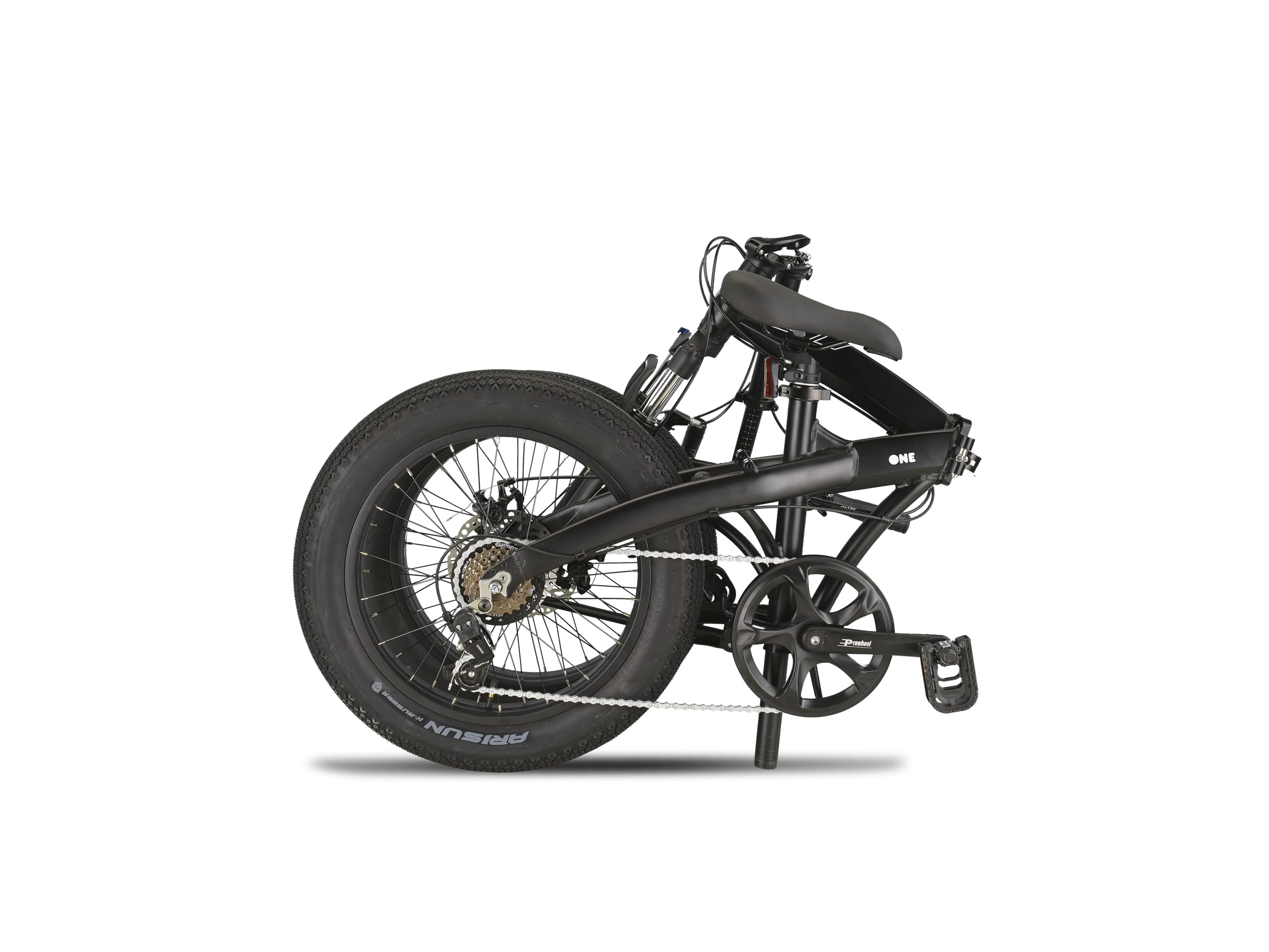 PACTO One Fatbike - Bicicletta pieghevole a 6 velocità, telaio in alluminio, freno a disco, luce LED, 17 kg, colore: Nero