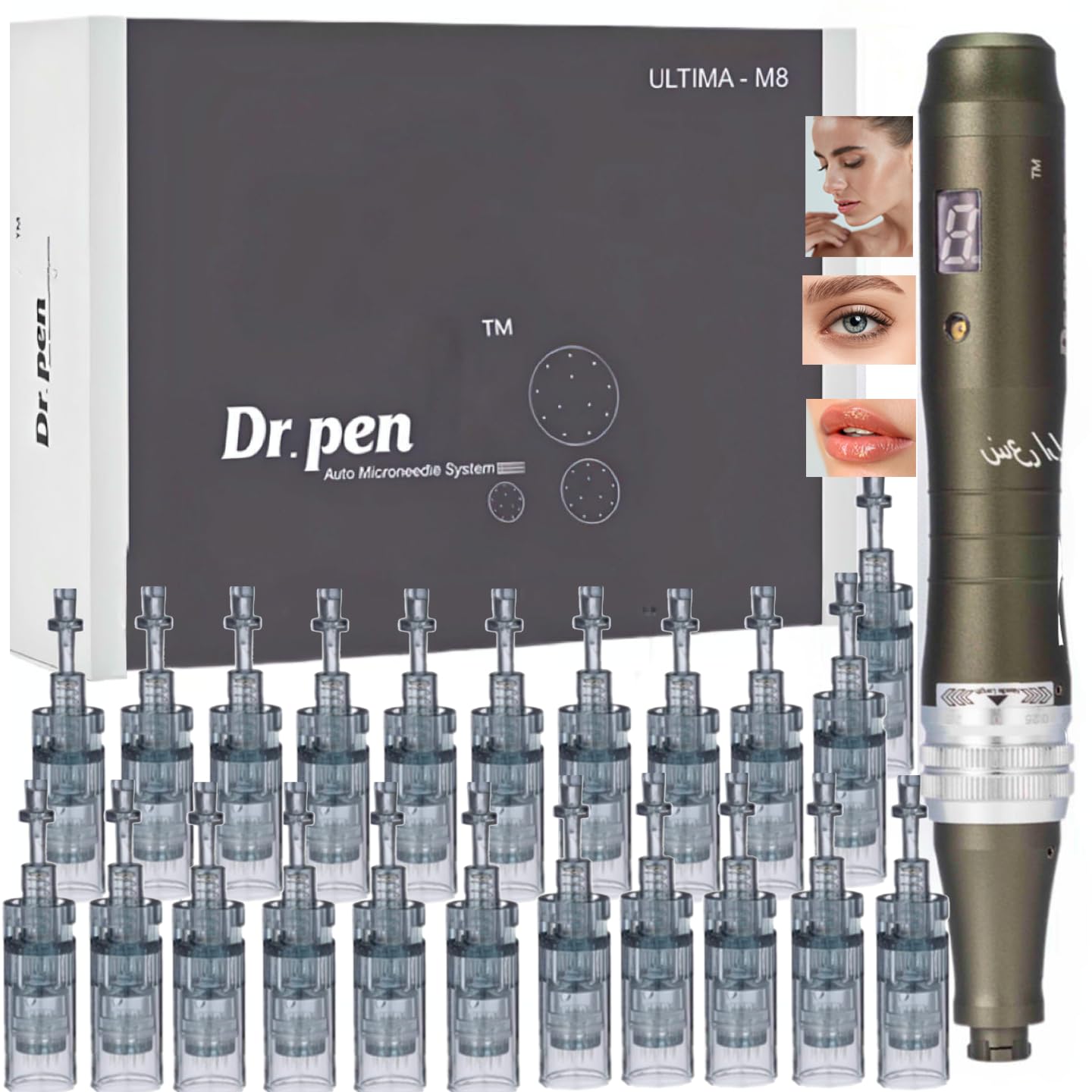 Dr. Pen M8 Microneedling Wireless Professional Micro Needling Skin Care Tool Kit Derma for Face and Body 6 Speeds with 22 Cartridges 11-Pin 16-Pin 24-Pin 36-Pin Nano Round