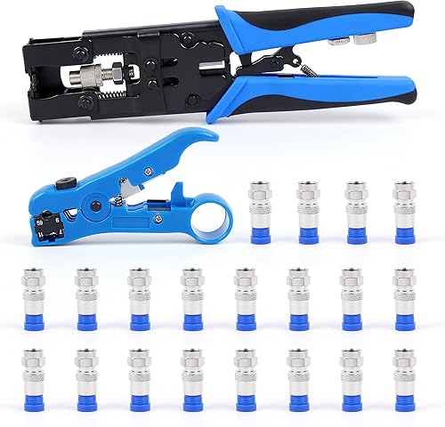 Knoweasy BNC Crimpadora de cables y kit de herramientas de compresión coaxial - Conector de compresión multifuncional juego de herramientas