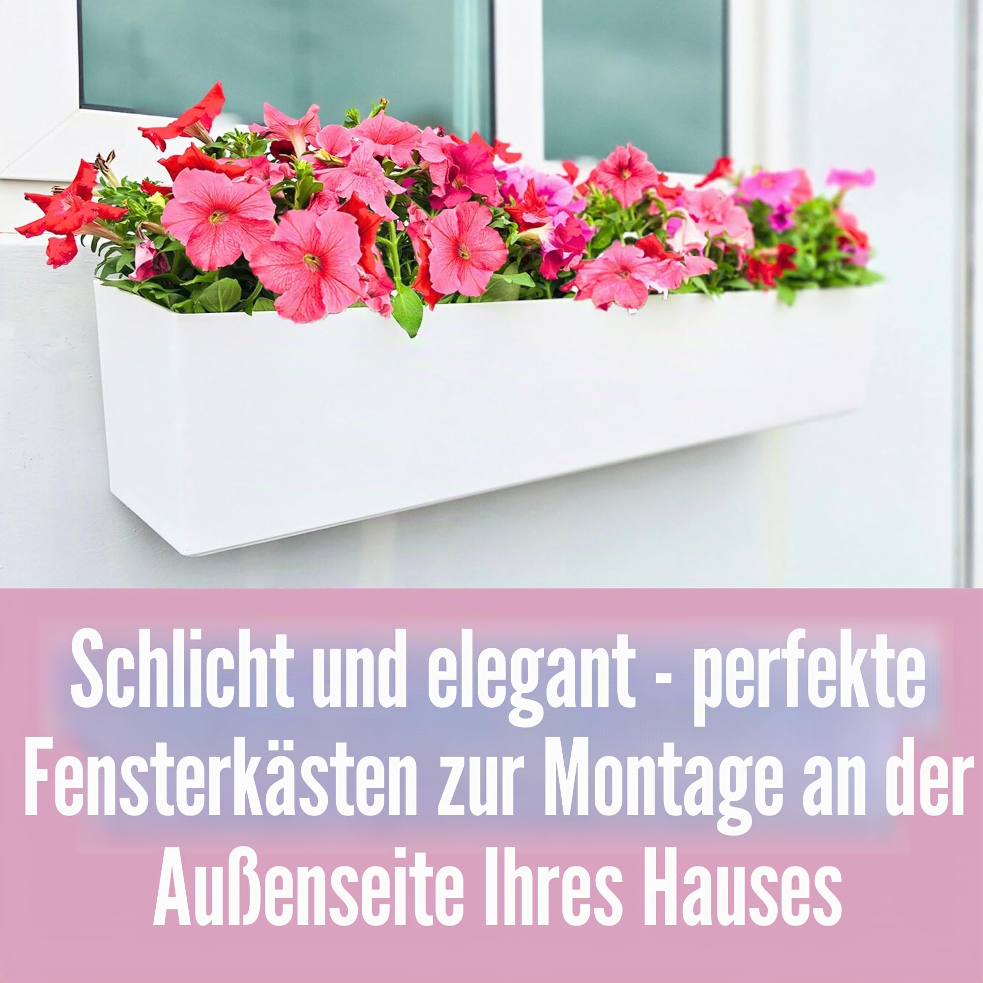 LaLaGreen Pflanzkästen für den Außenbereich (1 Packung, 101,6 cm), rechteckig, selbstbewässerndes System, Blumenkästen mit Halterung, große weiße Pflanzgefäße, vertikale Pflanzgefäße, hängende