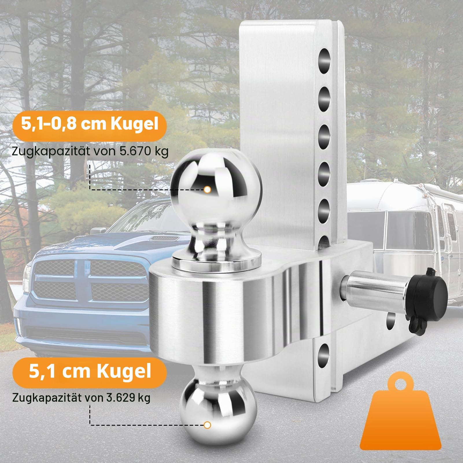 Fahrradanhänger Kupplung, Fahrrad Anhängerkupplung, Einstellbare Anhängerkupplung Anhängerkupplung Sattel für 2-5/16-Zoll Doppel Anhängerkupplungskugel und 2 Zoll Empfänger