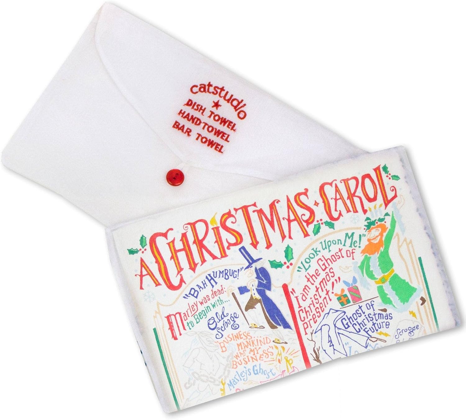 Catstudio Christmas Carol Holiday Dish & Hand Towel | Great for Kitchen, Bar, & Bathroom