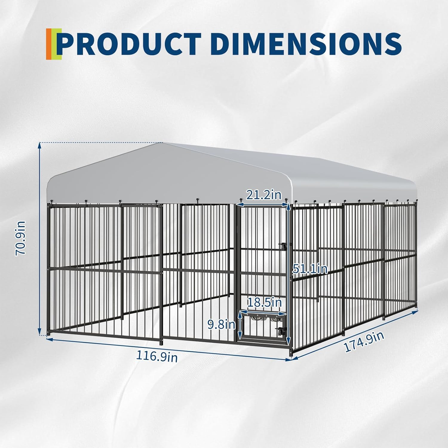 Outdoor Dog Kennel, Large Dog Enclosures with Waterproof Cover, Feeding Doors, Large Dog Kennel Outdoor for Garden Backyard（10×15×6FT）
