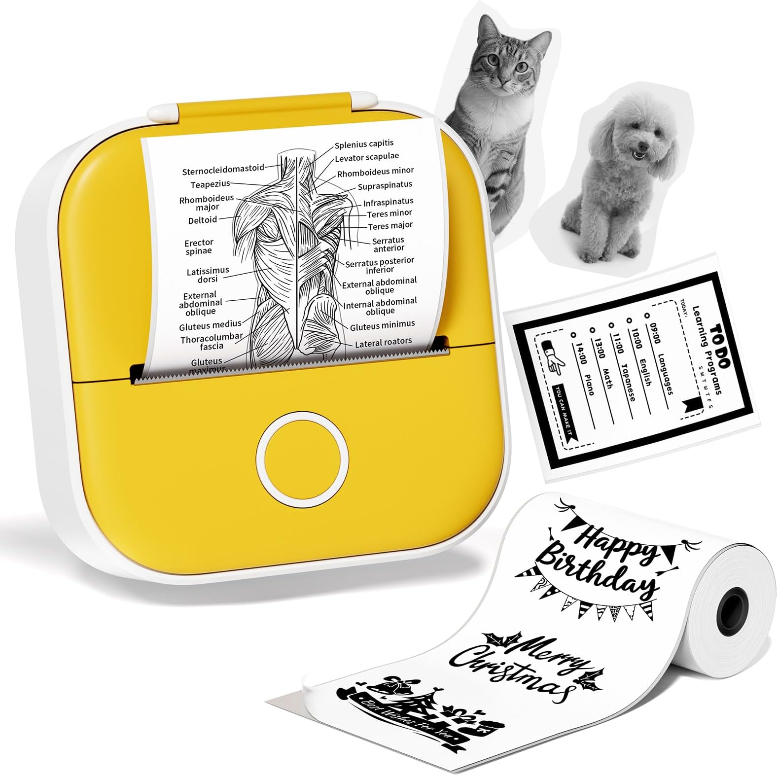 Ponek Mini Sticker Printer, T02 Print Pods Mini Printer, Sticker Maker Machine with 1 Roll Paper, Bluetooth Thermal Inkness Sticky Note Maker for Sticky Scrapbook, Journal, Note, Diagrams