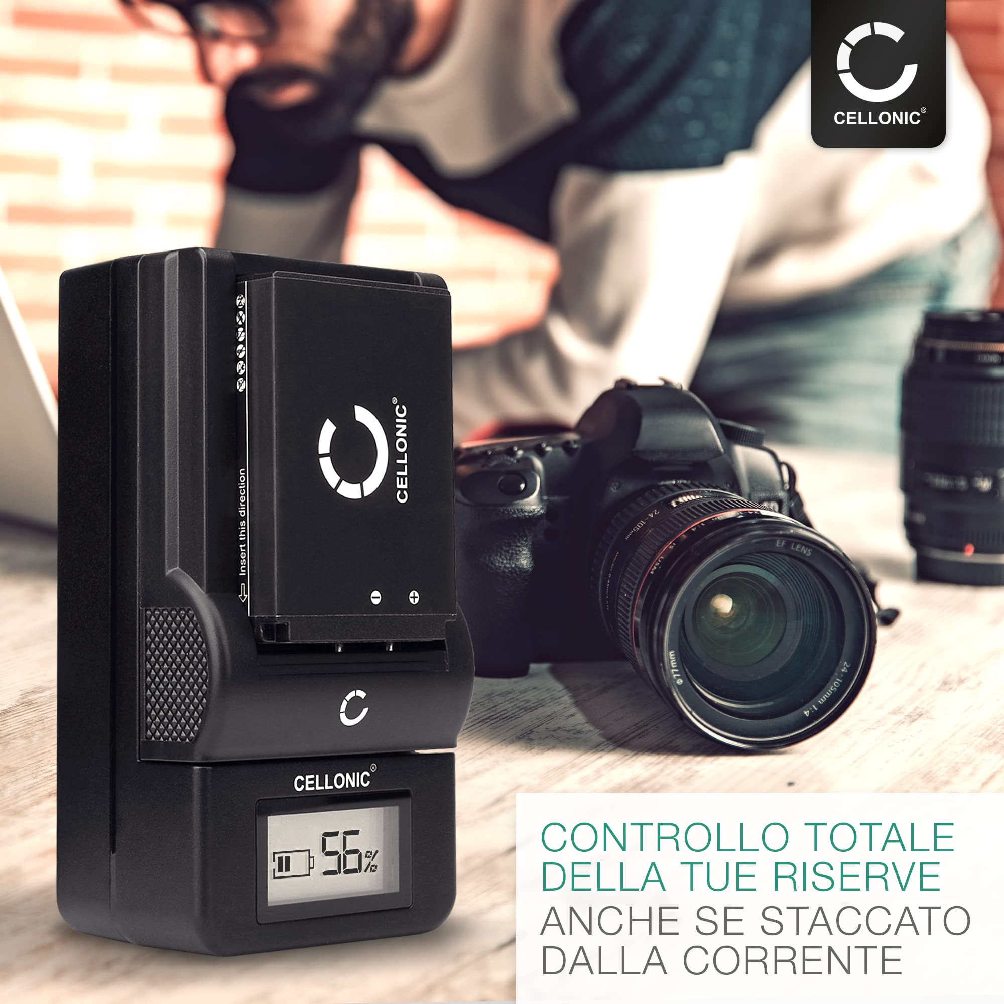 CELLONIC Caricabatteria MH-27-29 compatibile con Caricatore EN-EL20 -EL20a con display per fotocamera, camcorder, macchina fotografica