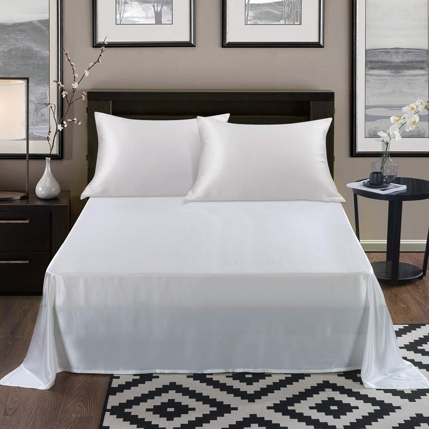 ALASKA BEAR Silk Pillowcase Envelope Closure, 22 Momme 100 Percent Long Overlap Sleeve Mulberry Silk Pillow Case Foldover Design, Machine Washable and NO Zipper, Standard (1, Ivory)