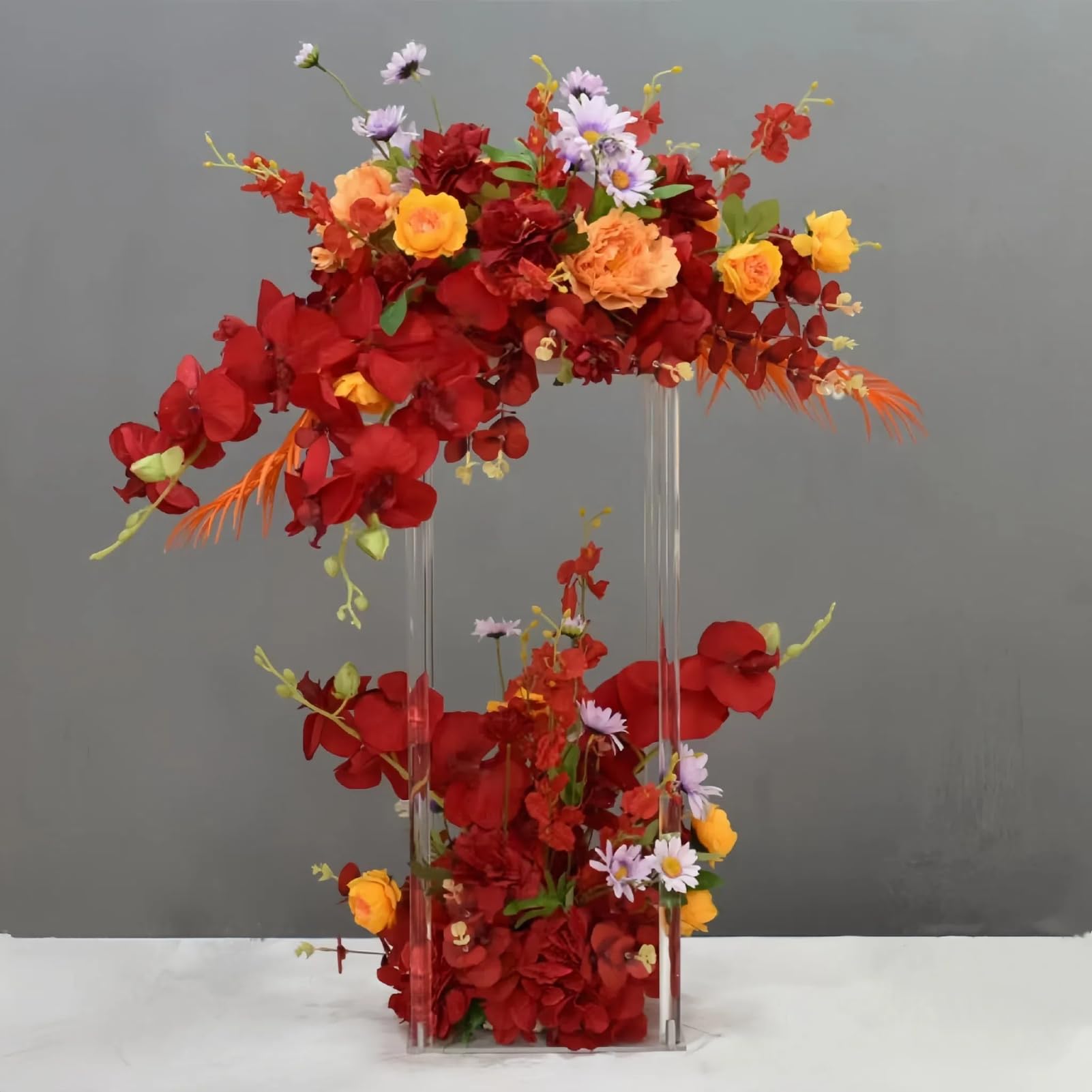 Colonna Set da 4 Pezzi, Pilastri Espositivi A Cubo for Tavolo da Dessert, Base Espositiva Decorativa, Feste di Compleanno, per Matrimoni Ed Eventi,Clear,Small 4 Piece Set