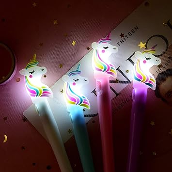 BABA Unicorn Funny Pens Luminous Pens Light Up Pens Glow in the Dark Pens Kids Party Favor Toys Pen for Kids, Best Gift for Girls, Best Gift for Kids (Set of 2)