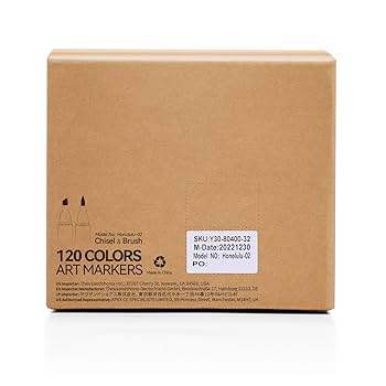 Amazon | Ohuhu アートマーカー 120色 ダブルチップ 筆と彫刻刀