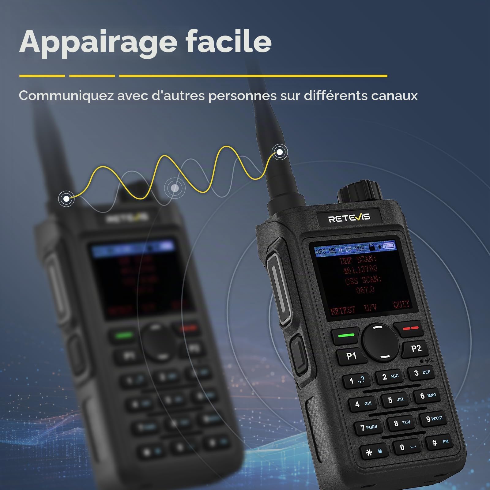 Retevis C62 Talkie Walkie avec Écran, Radio Ham Amateur Double Bande