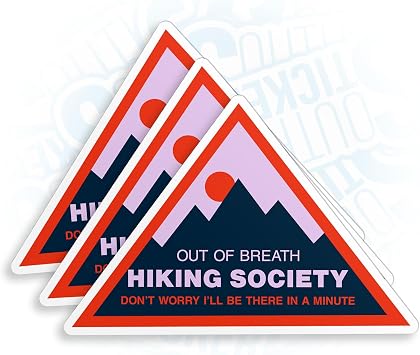 3Pcs The Out of Breath Hiking Society Sticker Funny Hiking Hike Lover Adventure Sign Mountain 2" Die-Cut Vinyl Stickers for Cars Bumper Hard Hat Water Bottle Laptop Decal Decor Stuff Gifts 2 Inches