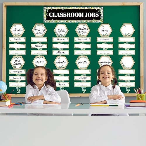 Miniatura 5 de Juego de 116 tableros de anuncios de eucalipto para trabajos en el aula, gráficos de ayudantes para profesores, recortes de eucalipto, placas de