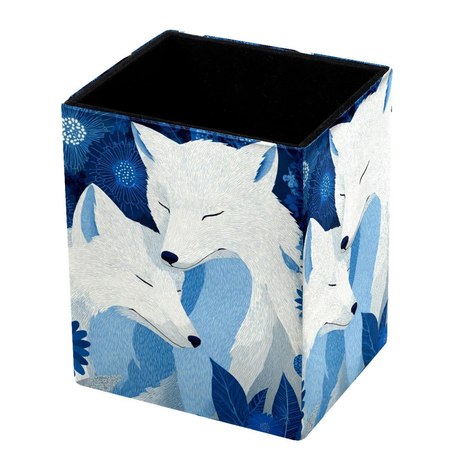 VAPOKF Pencil Holders for Desk, Foxes Printed Pen Holders Pen Pot Makeup Brushes Storage Desktop Stationery Supplies Organiser for Home Office