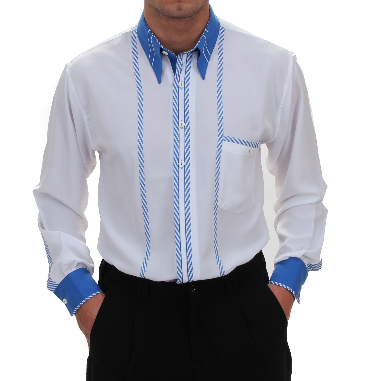 Camisa blanca cómoda para vientre regular fit de estilo rockabilly 6