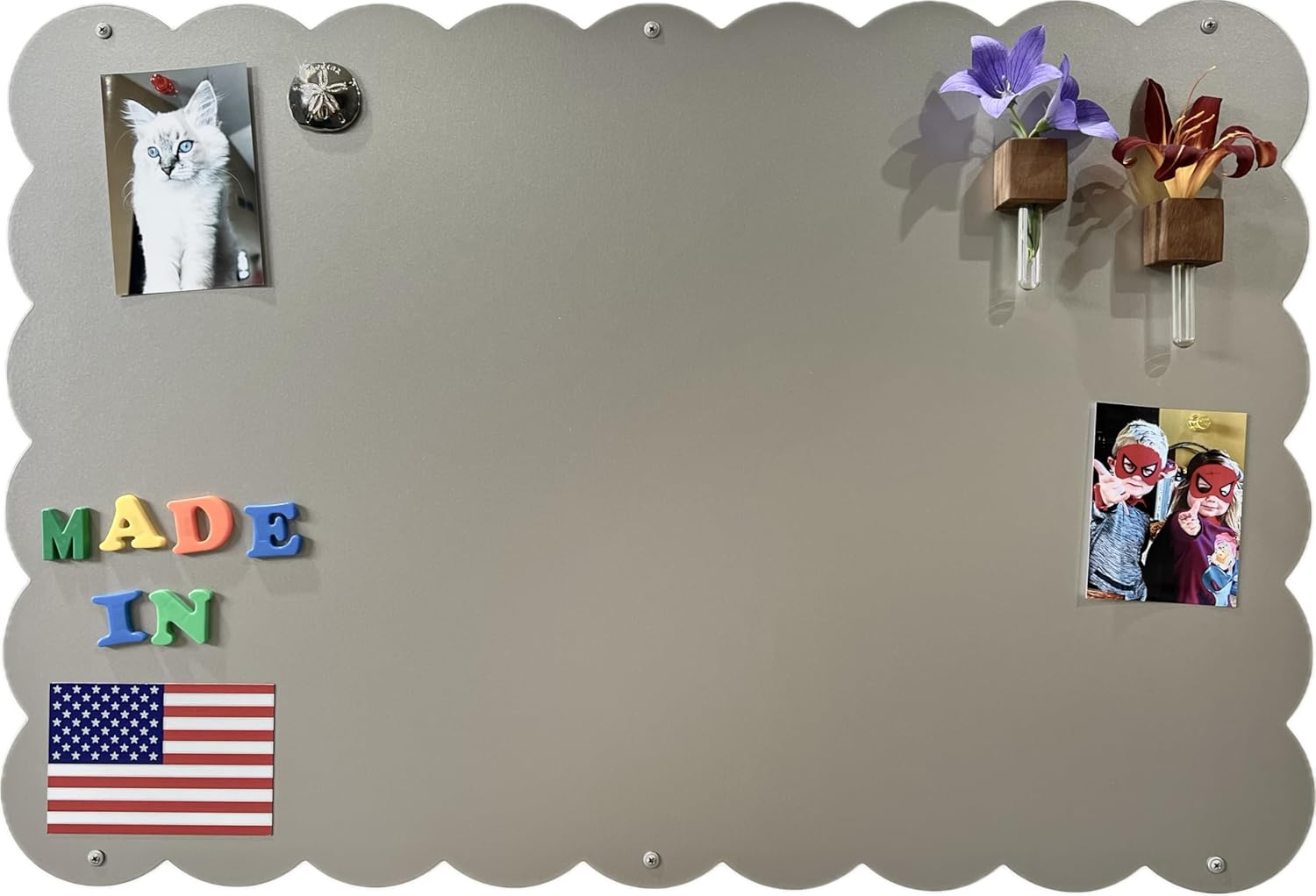 Magnet Board for Wall – Large Scalloped 23.5 x 34.5 inch Frameless Steel Magnetic Board | Magnetic Wall Board for Magnets | Metal Magnetic Board Display | Magnetic Bulletin Board | Made in USA