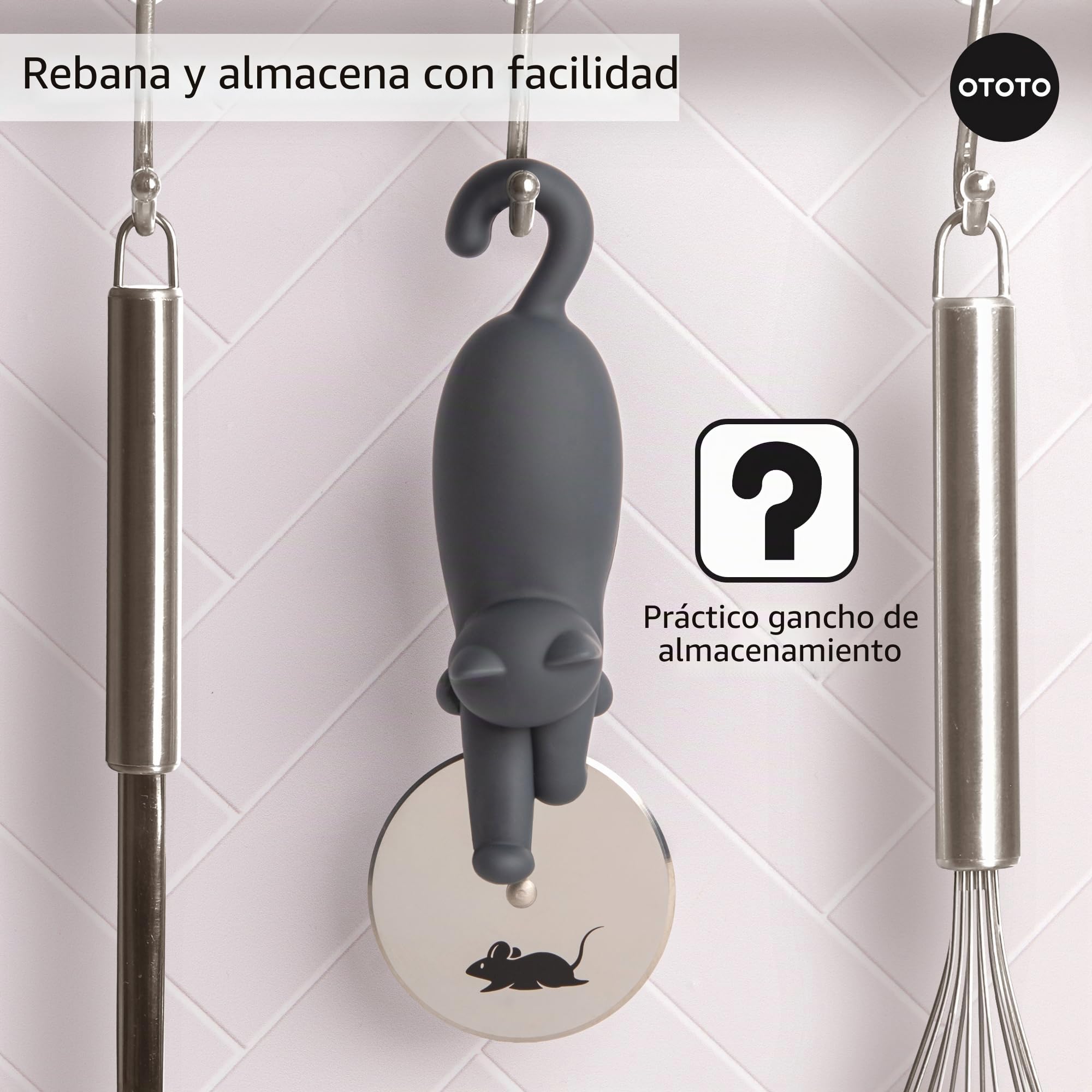 OTOTO Kitty Cut Cortador de pizza – Cortadores de pizza de acero inoxidable – Gadgets de cocina divertidos y regalos de cocina, regalo de gato para mujeres amantes de los gatos