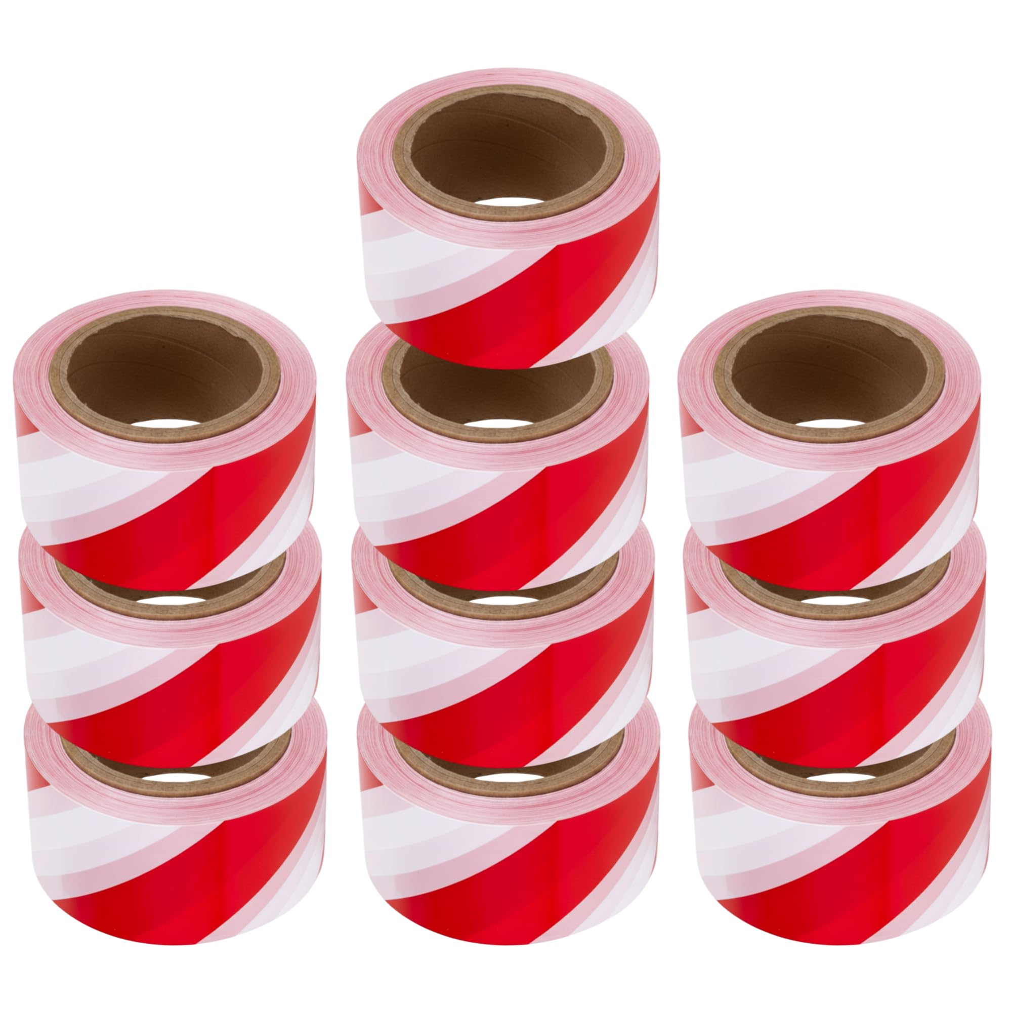 Berry Non-Adhesive Barrier Tape - Red & White | 100 Meter x 3 Inch Warning Tape Roll | Hazard Safety Tape for Marking Boundaries, Caution Zones, Construction & Restricted Areas - Set of 10