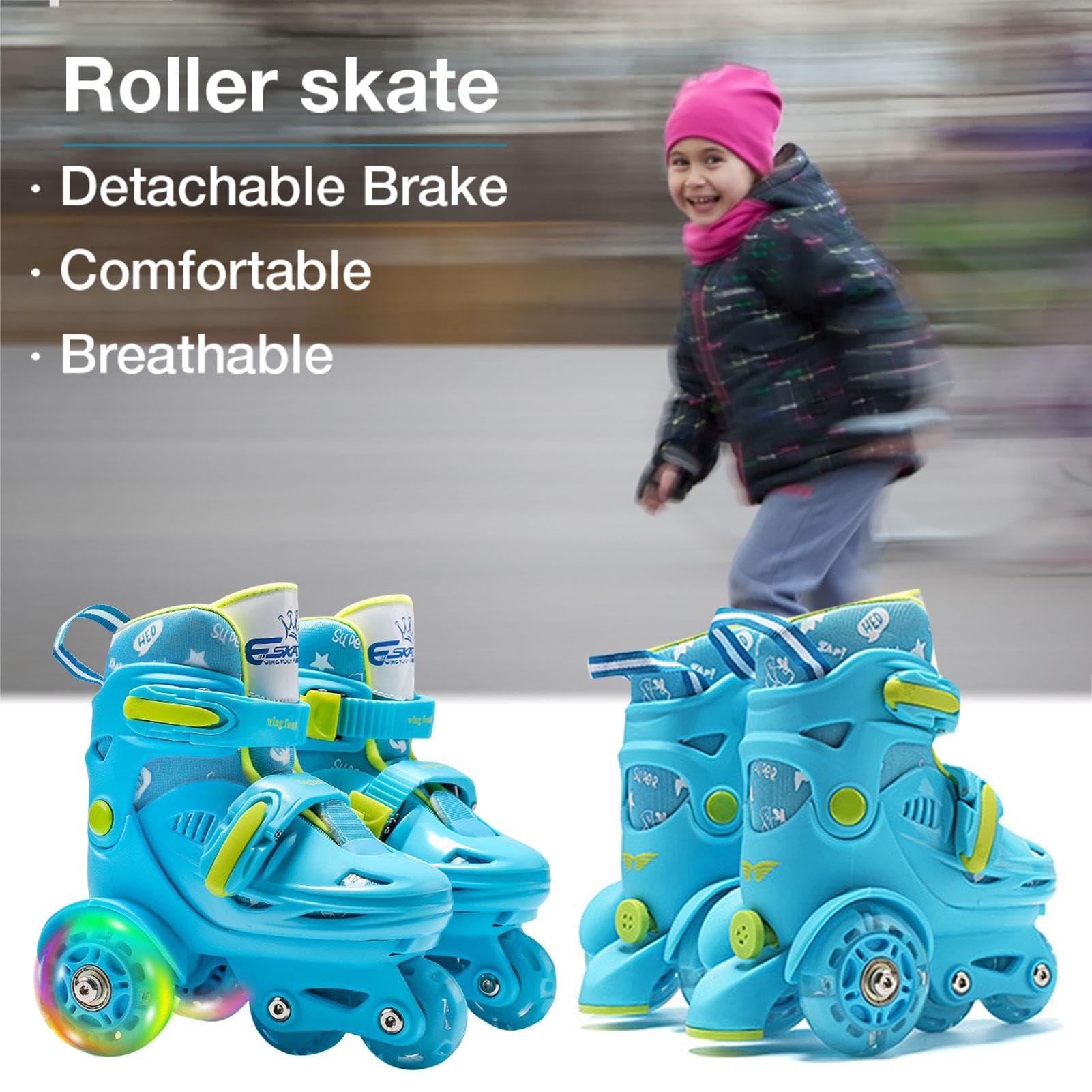 Patins à roulettes pour fille - Patins à roulettes réglables de taille en option pour filles sûrs et amusants en PU hautement élastiques pour garçons et filles de 2 à