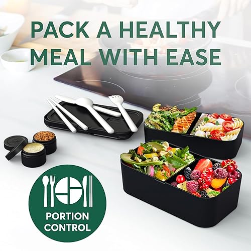 Miniatura 5 de Umami Pequeña caja Bento para adultos que es fácil de limpiar y 100% a prueba de fugas, apta para microondas y lavavajillas, ideal para almuerzos