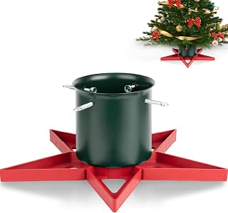 PUDO Soporte para árbol de Navidad con depósito de agua: soporte para árbol de Navidad con depósito de agua, soporte para árboles de hasta 2 m, 3-12 cm, color rojo