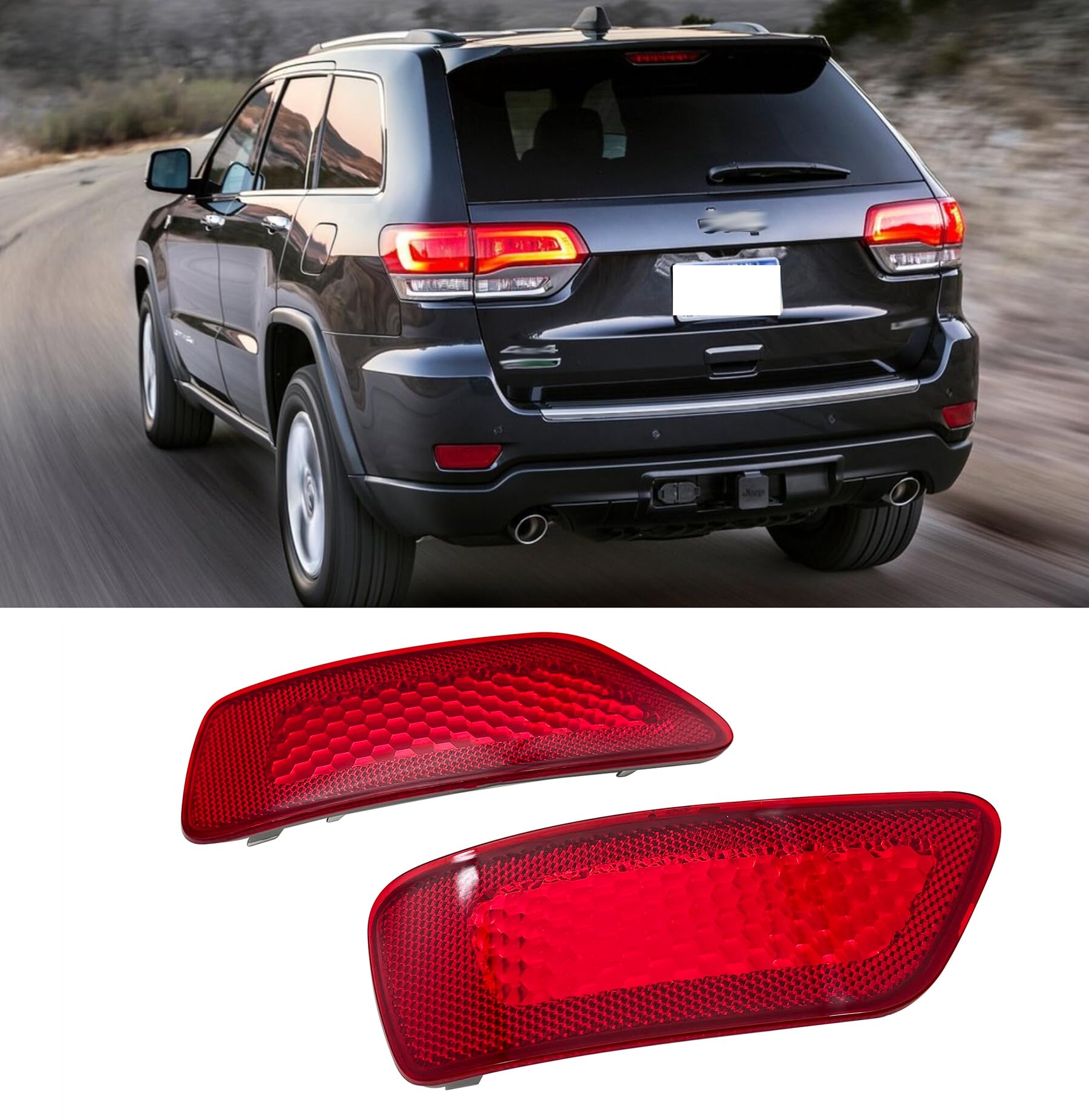 XFANLA Red Rear Bumper Reflector For Jeep Grand Cherokee Compass 2011-2018 Dodge Journey ;Left&Right Red Light