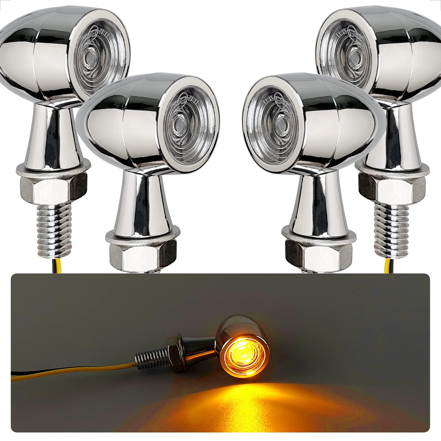 Amazon | evermotor バイク led ウインカー 12V 砲弾型 クローム