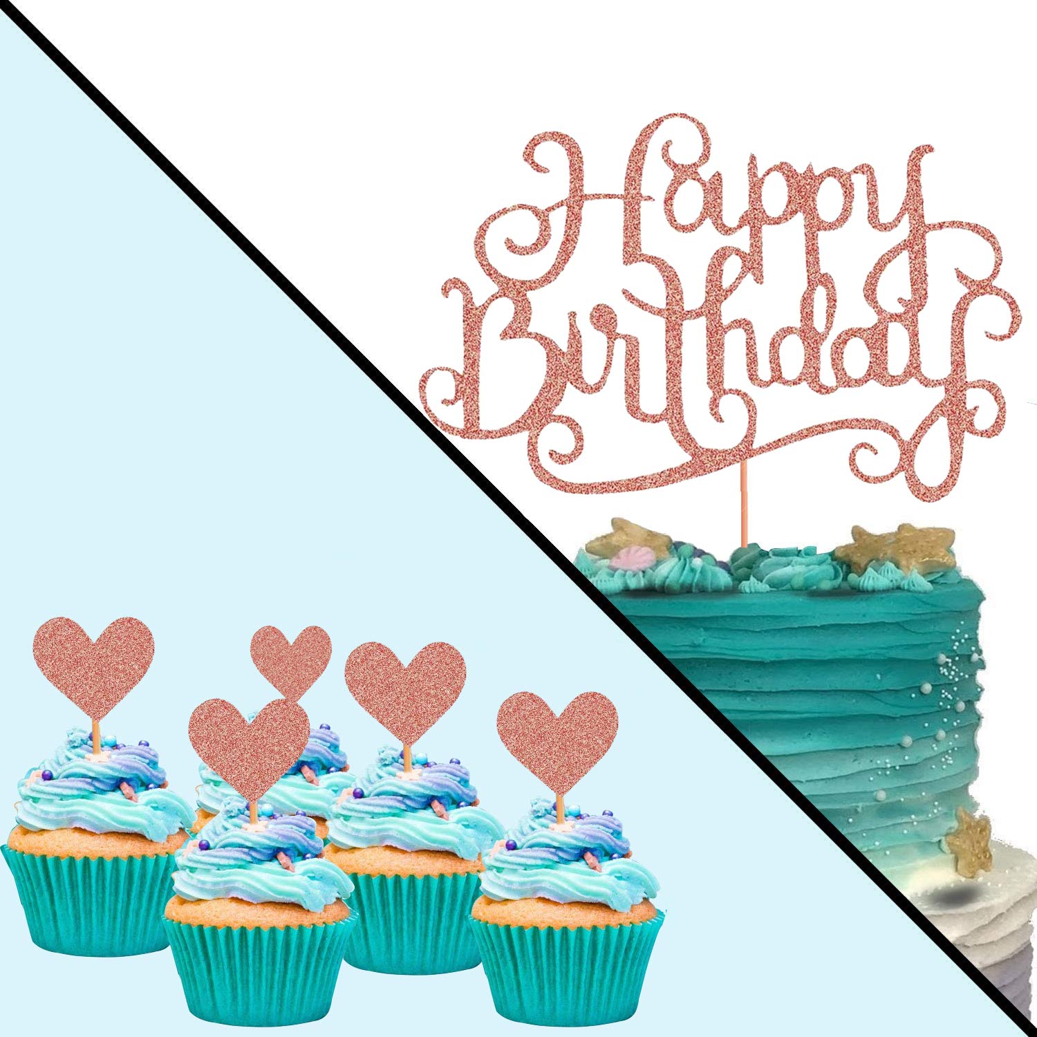 Decorazione personalizzata a forma di cuore con glitter per torta di compleanno / Ciondolo per torta di compleanno - Italia