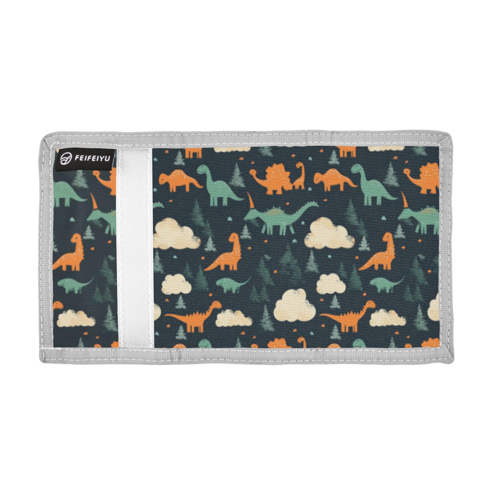 Wusikd Dinosaurs Clouds Kids Wallet for Boys Girls Trees Black Toddler Trifold Wallet Novelty Wallet for Teens Women Men