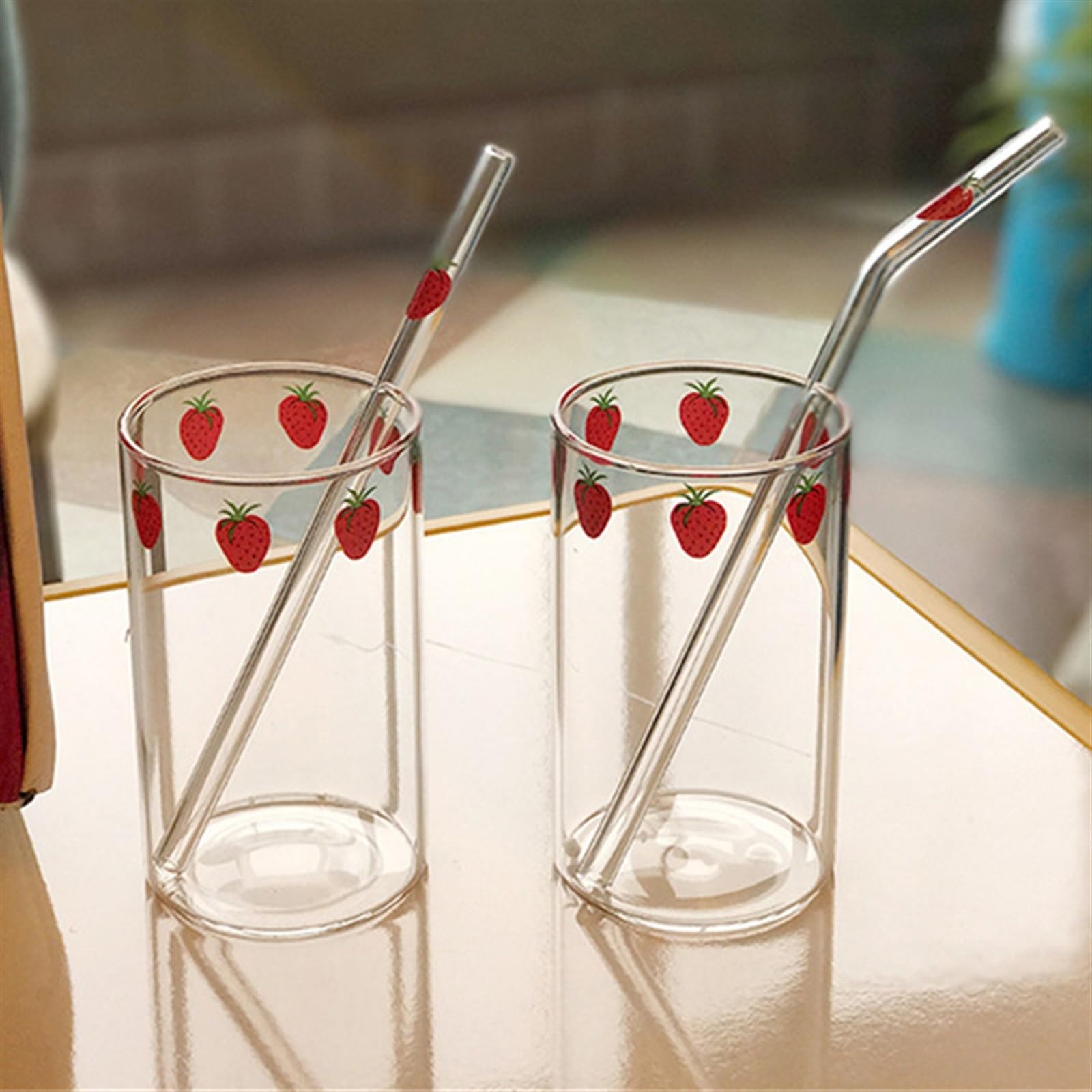 Tazze Bicchieri Fragola caffè Latte Acqua Bicchieri Trasparenti Carini Regali per Ragazza Signora caffè tè