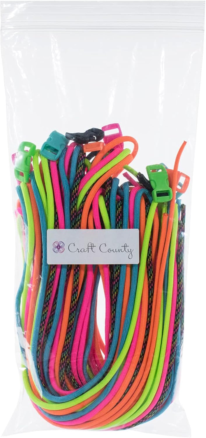 Craft County 550LB Paracord Crafting Kit 10 Feet Variety Theme Options Great for All Ages and All Skill Levels Create DIY Bracelet, Keychain, Lanyard Projects
