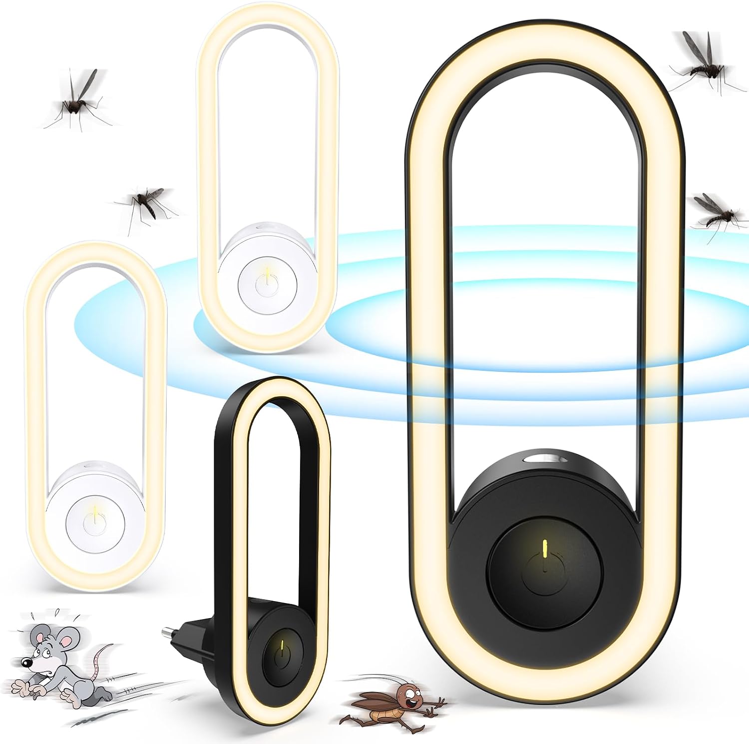 (-25%) Ultraschall Schädlingsbekämpfer 4 Stück Mückenschutz, Ultraschall Elektrisch Insekten Stecker Mückenstecker Mäusevertreiber für Drinnen Mücken, Mäuse, Spinnen, Kakerlaken, Insekten, Flöhe, Motten