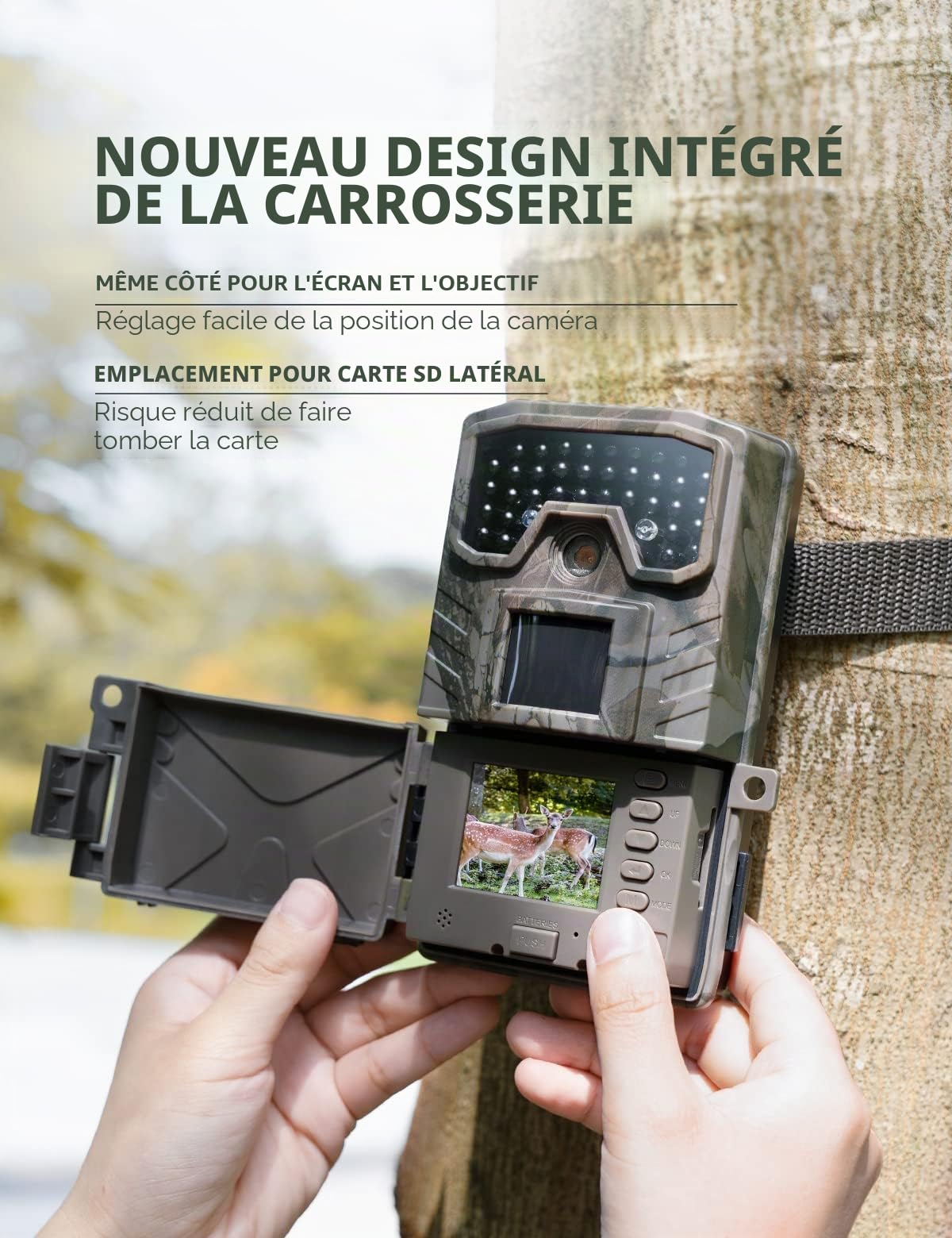 CEYOMUR Caméra de Chasse, Camera Chasse 20MP 1080P avec Carte SD 32 Go et 4 Piles LED IR Vision Nocturne Activée par Le Mouvement et Étanche IP66 pour Le Repérage de la Faune Sauvage