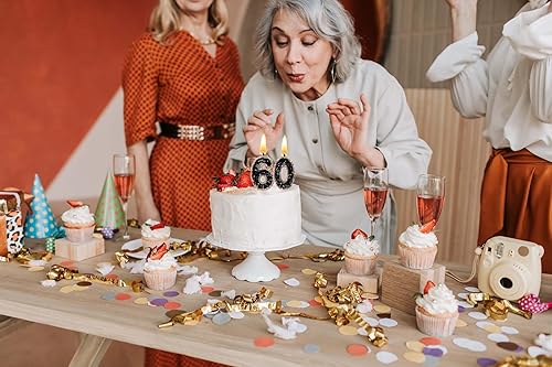 Miniatura 7 de Velas de números con purpurina azul y negro de 2.8 pulgadas, regalos de cumpleaños 49 y 94 para mujeres y hombres, velas de cumpleaños, velas de