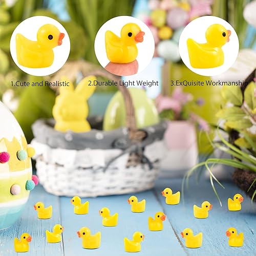 Miniatura 4 de KUUQA 260 piezas de pequeños patos de resina, mini patos en miniatura, adorno para manualidades, casa de muñecas, limo, decoración del hogar