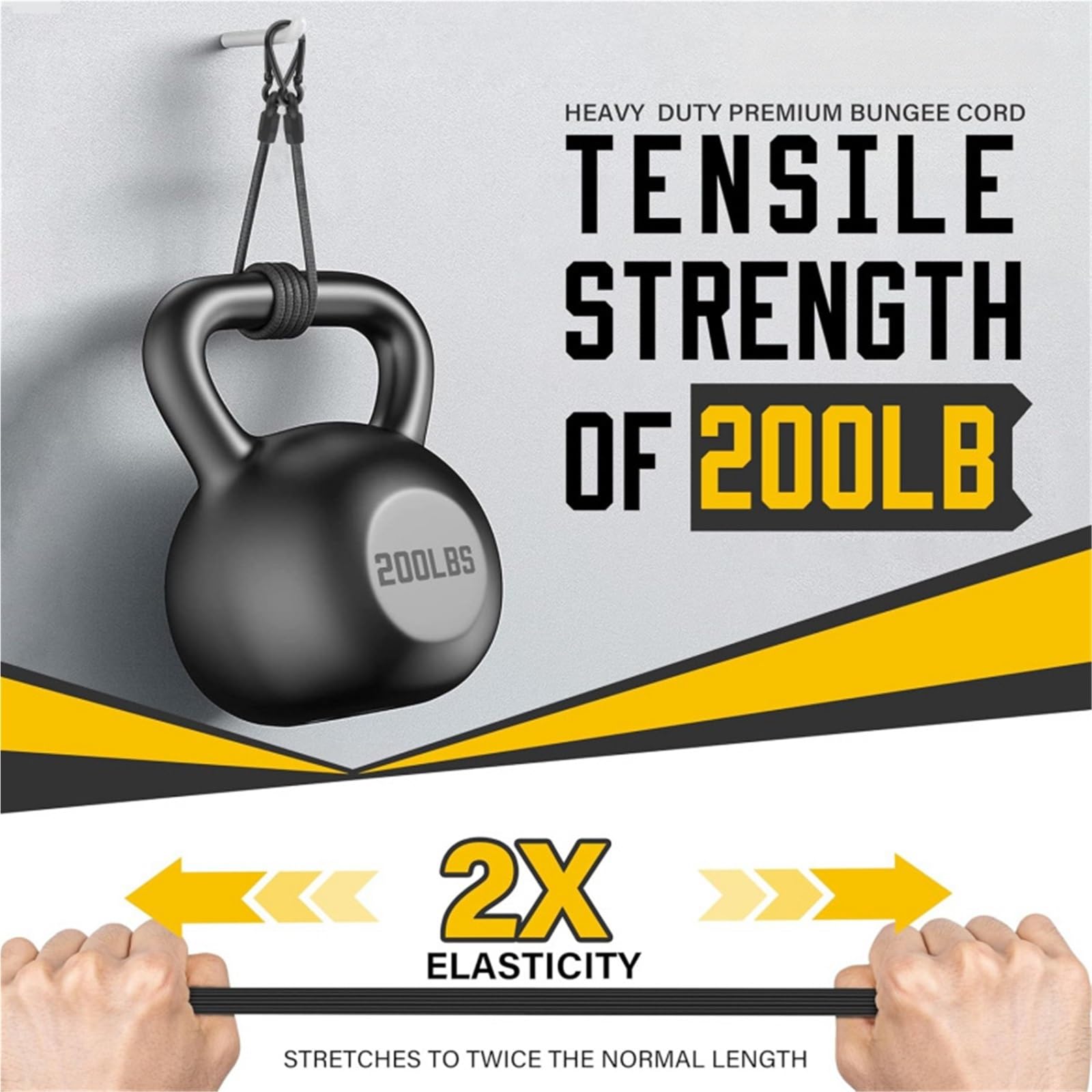 Expander Mit Haken Bungee-Seil mit elastischen Haken | Verstellbarer, robuster Spanngurt for Fracht, Camping, Zelt(6pcs Black,48in)
