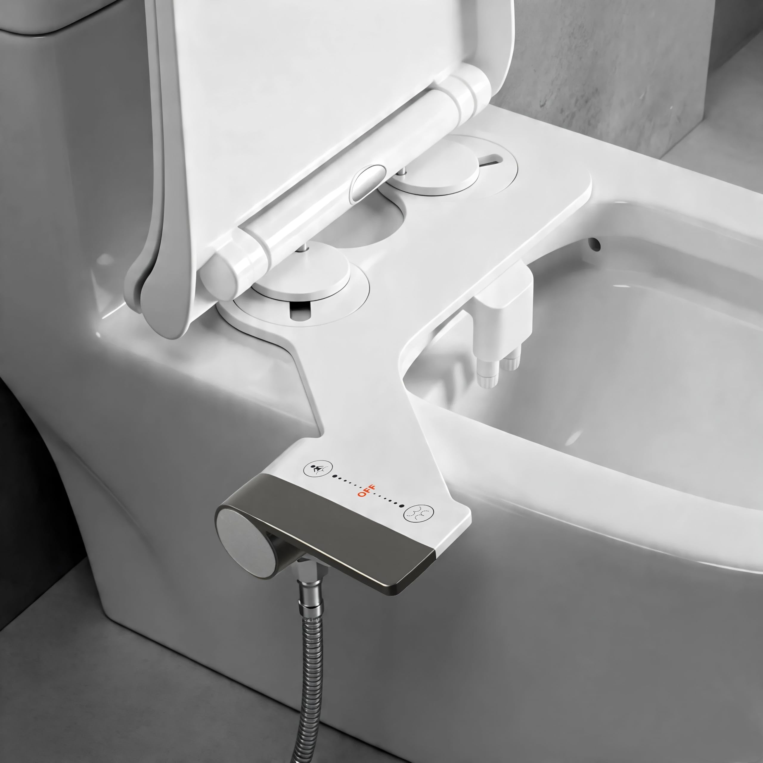 Bidet Aufsatz für Toilette, 6 mm Ultra-Dünn Bidet Einsatz mit Dual-Düsen, Taharet Muslugu mit Einstellbarem Wasserdruck, Nicht-Elektrisch Klobrille Bidet für Intimpflege & Gesäßreinigung