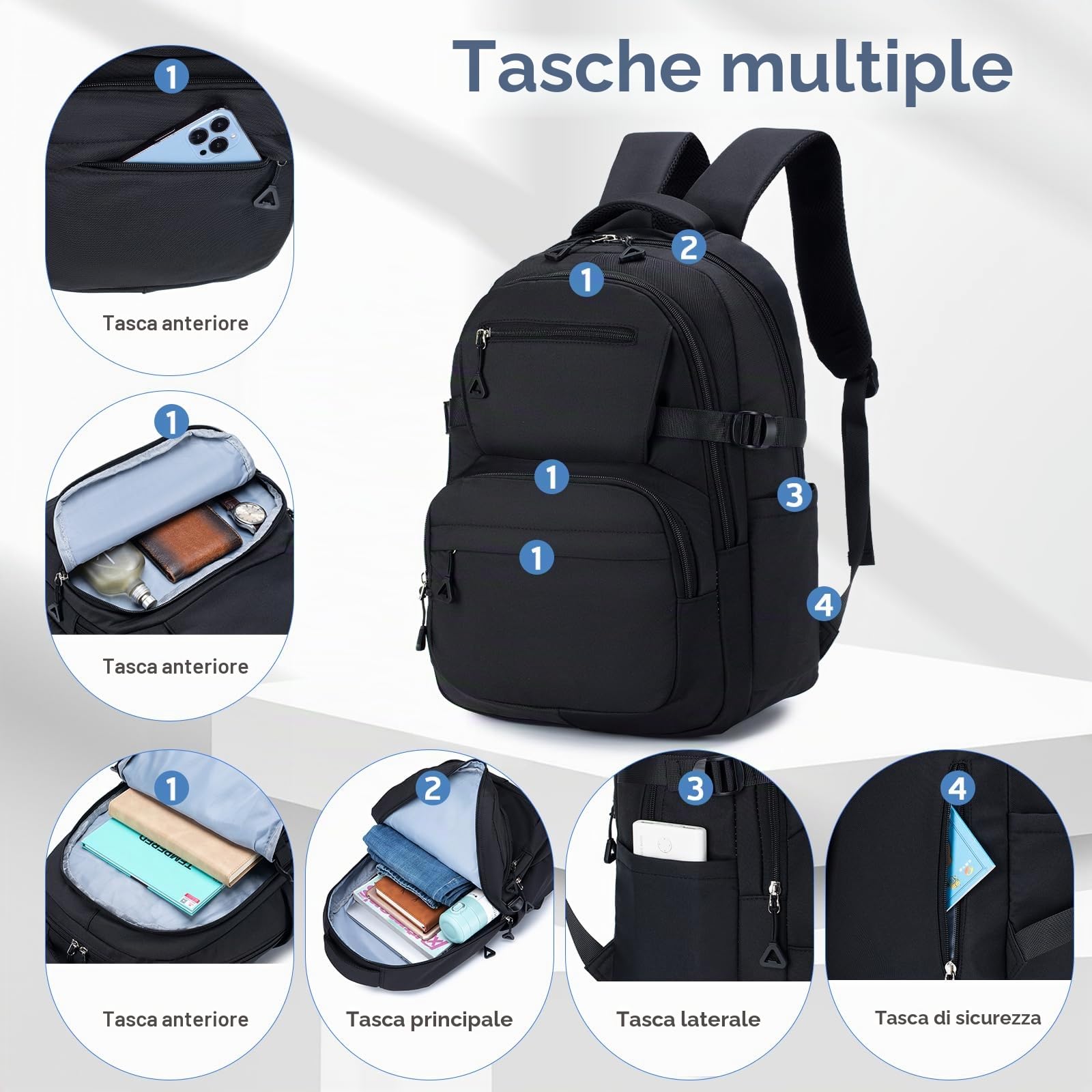 YOODI British Airways 40x30x15 Zaino da Viaggio Aereo Bagaglio a Mano Impermeabile Zaino Scuola Zaino Porta PC 14 Pollici Cabin Bag Travel Backpack per Donna Uomo Lavoro Università