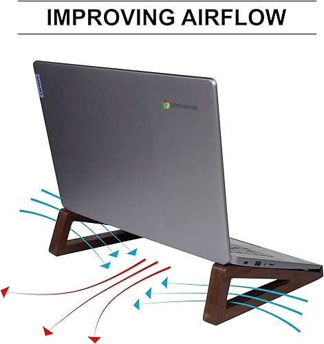 Miniatura 6 de S&A WOODCRAFT Soporte de madera para laptop, soporte portátil para computadora portátil para tableta con bolsa de transporte, soporte compacto para