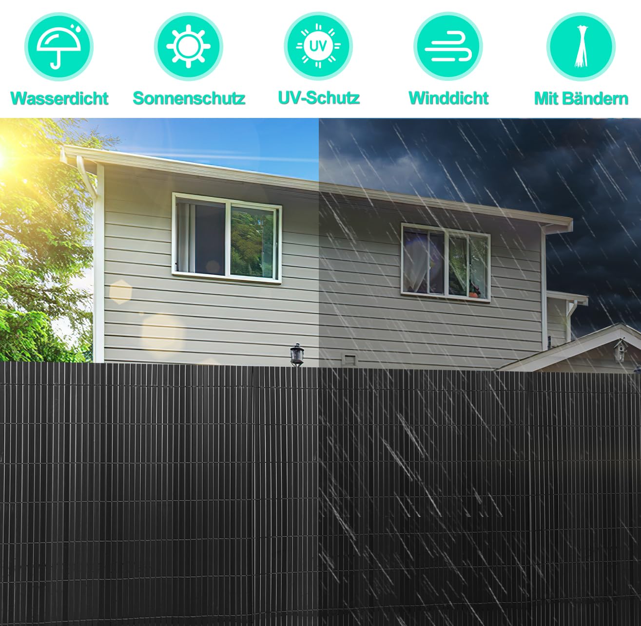 Joparri PVC Sichtschutzmatte 180 x 300 cm Sichtschutz Garten