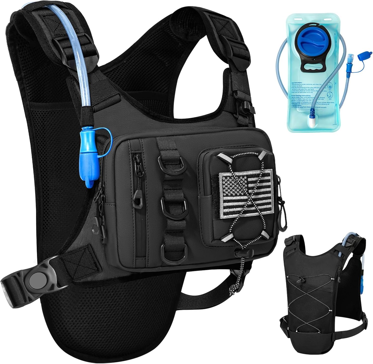 Outdoor Hydration Vest for Running & Hiking, Lightweight Breathable Water Backpack with 2.0L Bladder, Bounce-Free Chest Pack for Marathon, Cycling, Trekking for Men and Women
