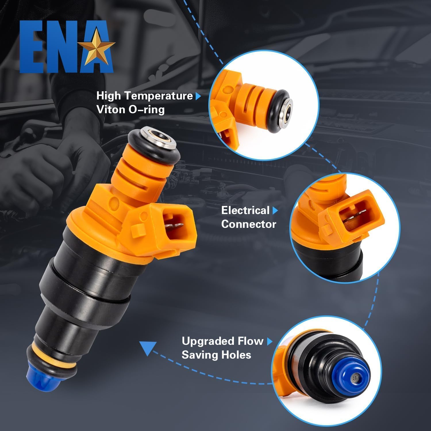 ENA Set of 8 Fuel Injectors Compatible with Ford Lincoln Mercury Vehicles E150 E250 E350 F150 F250 F350 Mustang Excursion Expedition 4.6L 5.0L 5.4L 5.8L Replace for 0280150943 0280150939 0280150909