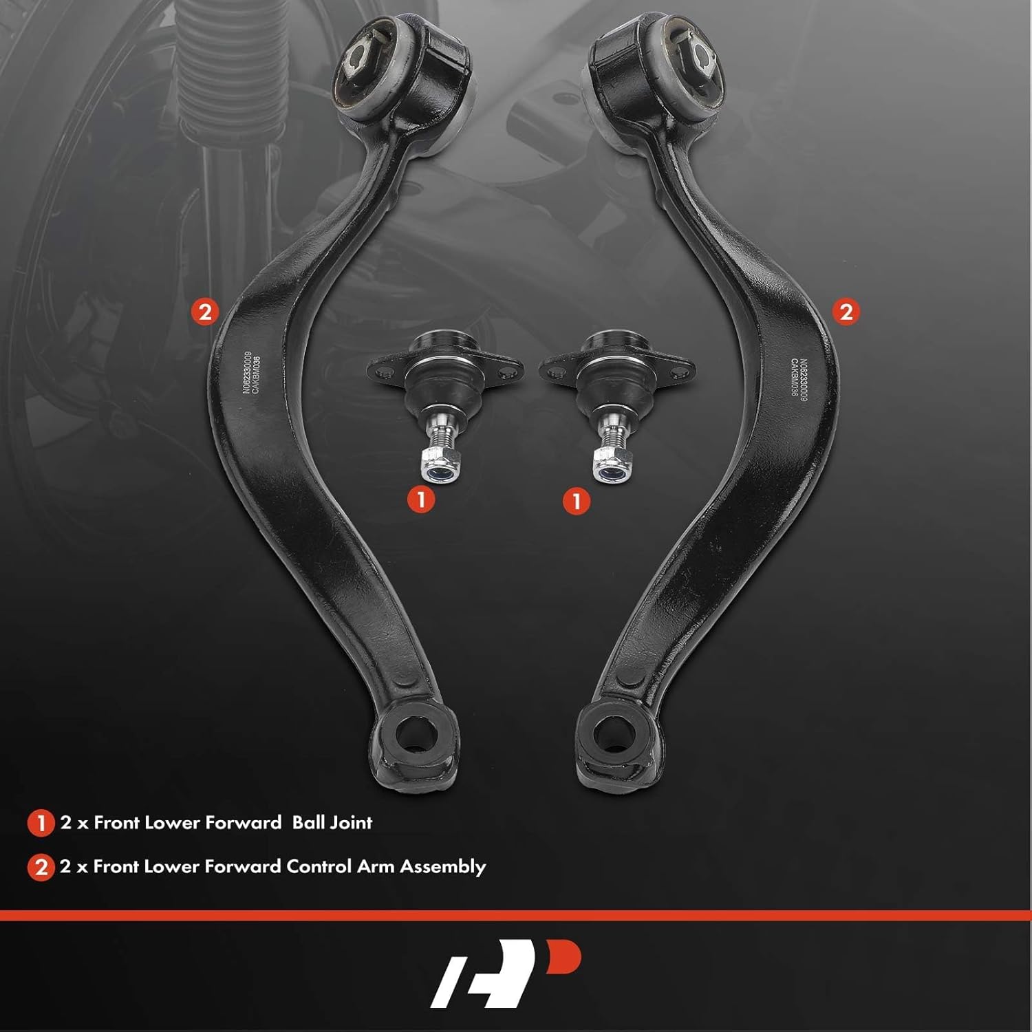 A-Premium Set of 4, Front Lower Forward Control Arm, Lower Forward Ball Joint, Compatible with BMW X5 2000-2006