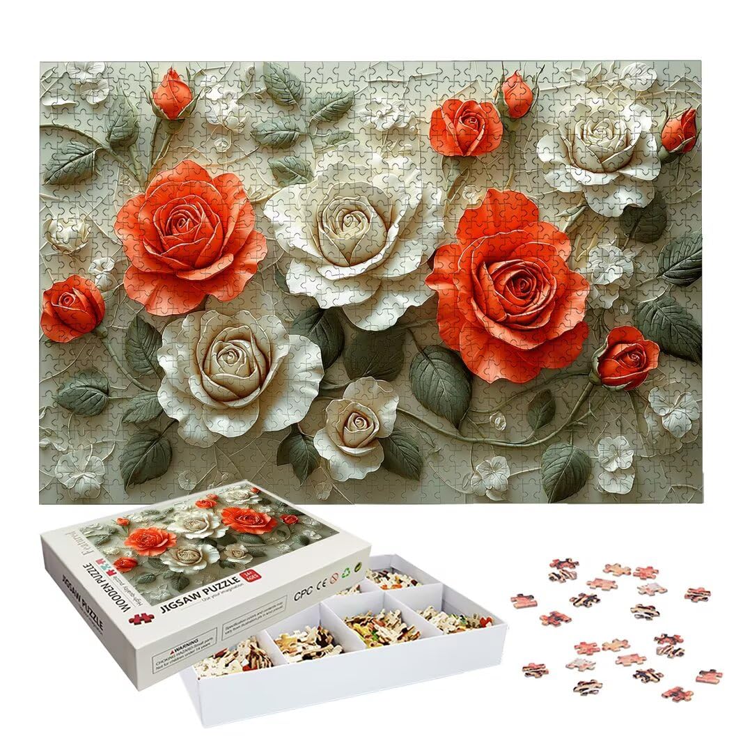 Puzzle 2000 Piezas, Puzzle Rosa de Madera para Adultos, Regalos -2388