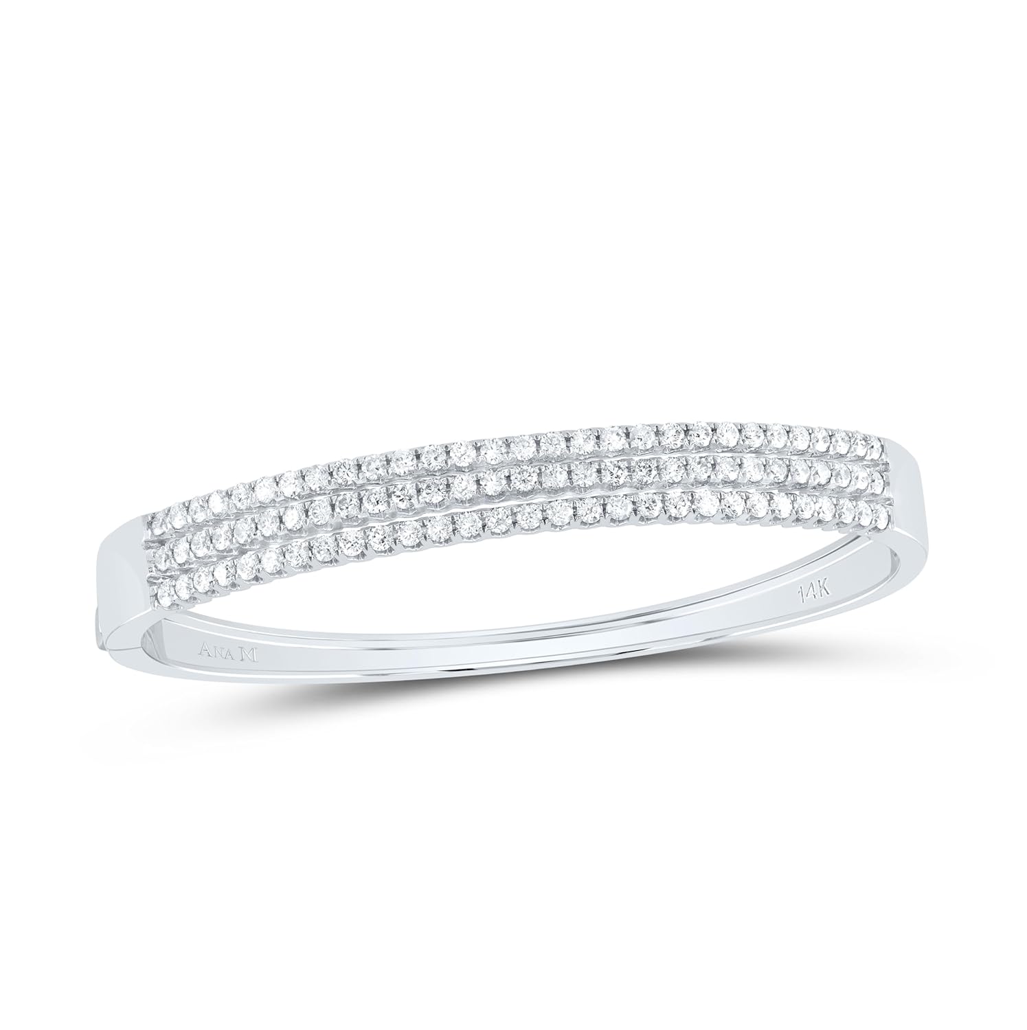 Jewels By Lux 14kt White Gold Womens Round Diamond 3-row Bangle Bracelet 3 00 Cttw