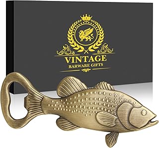 LKKCHER Bass Beer Bottle Opener, Fishing Gifts for Fisherman, Bass Fish Decoration, Birthday Fathers Day Christmas Gifts for Men Women Dad Fisherman, Bronze Beer Accessories with Gift Box